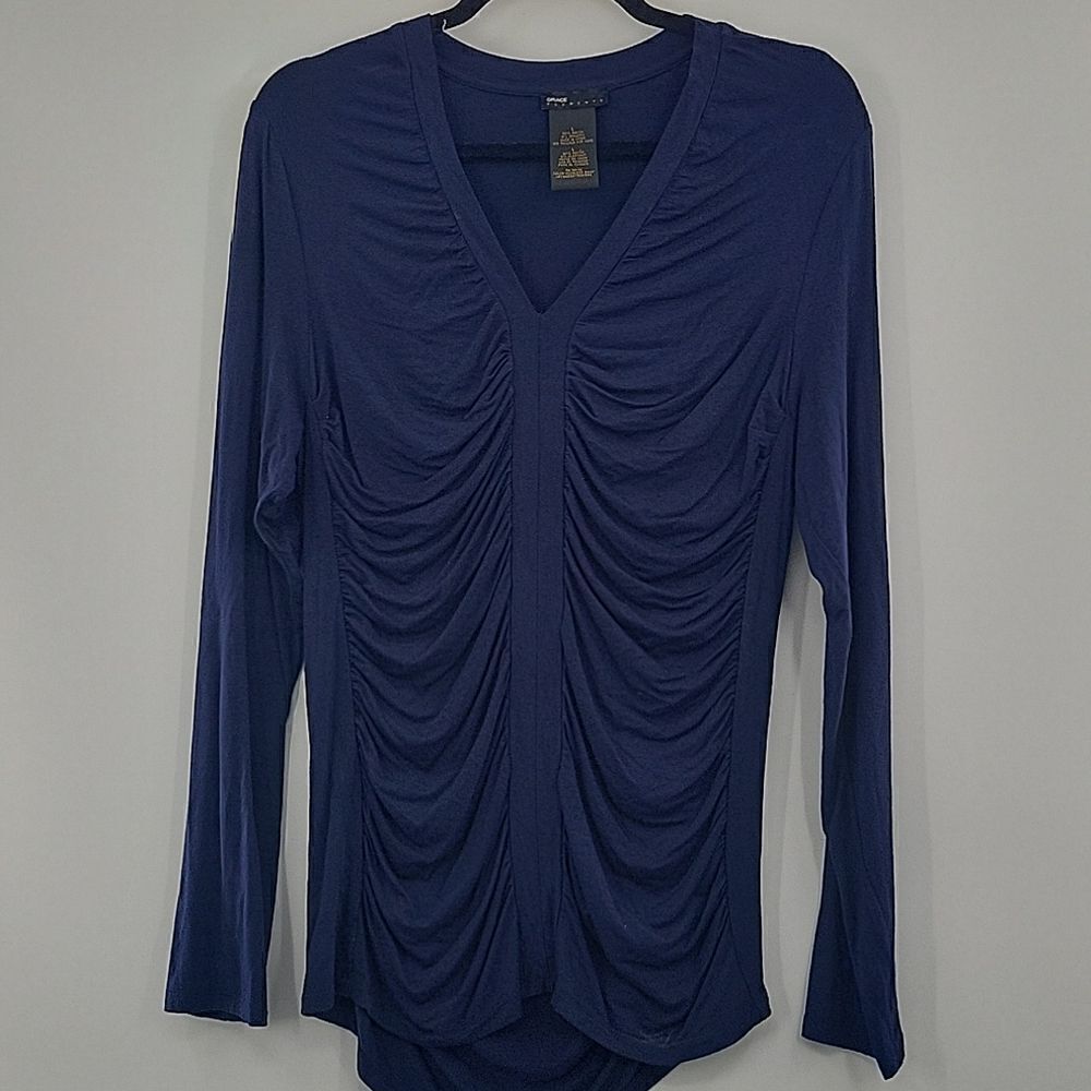 3 For$20 Grace Elements  Blue Long sleeve Ruffle Top size L